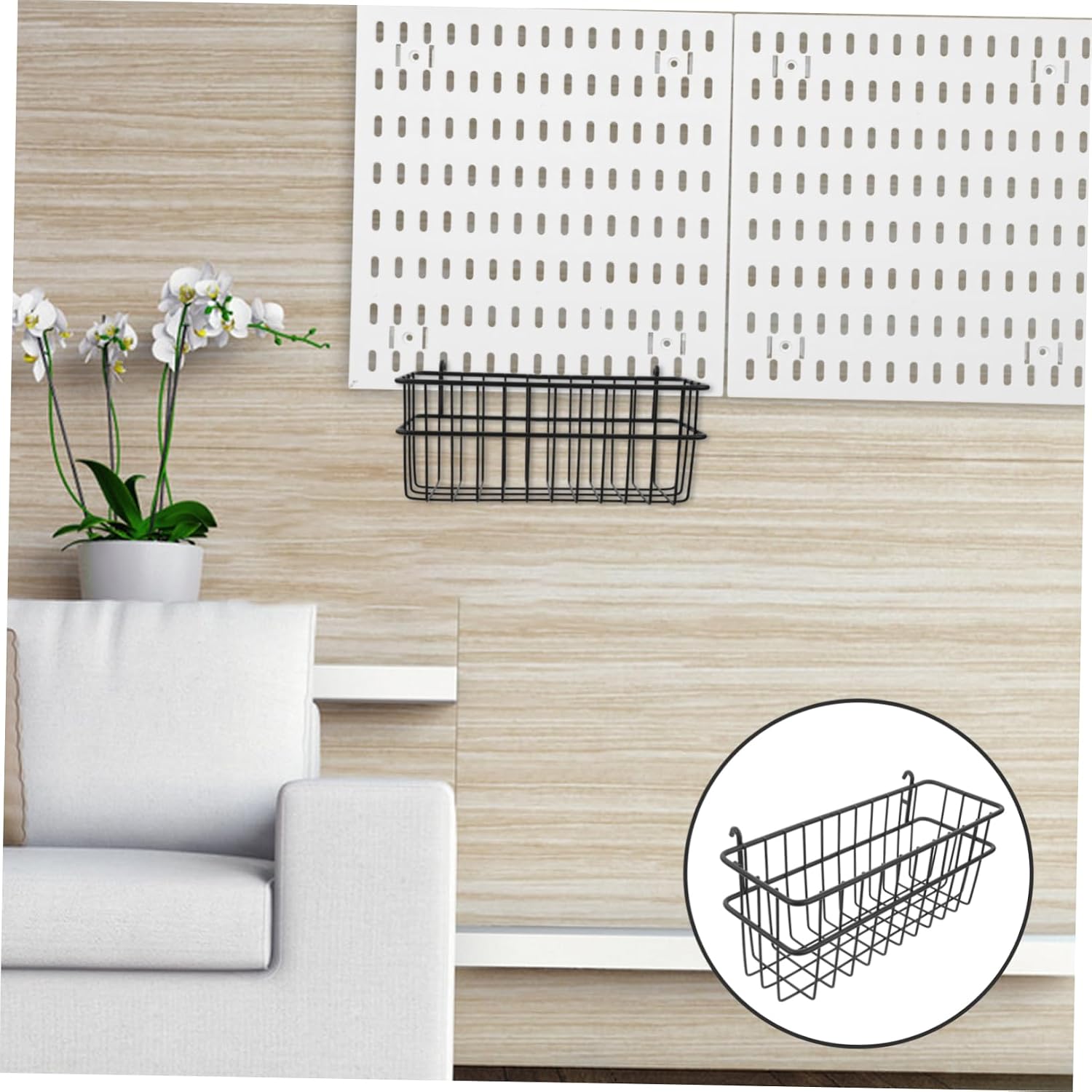 Cabilock No-Drill Pegboard Organizer Wire Baskets Heavy Duty Storage Bins for Garage and Workshop Square Hooks and Accessories Included for Craft Room and Tool Organization