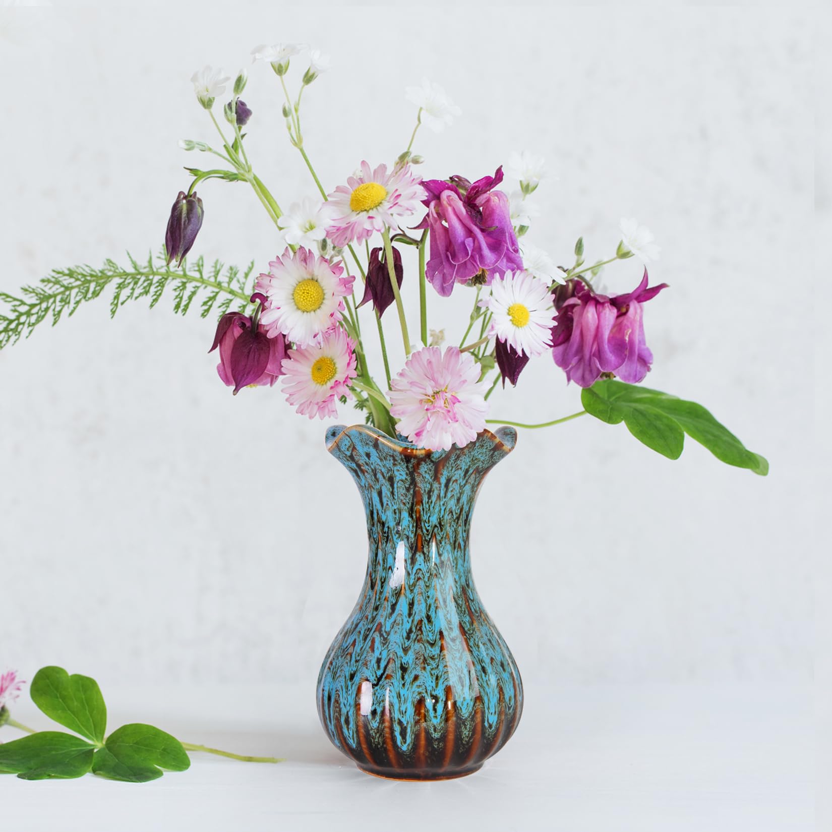 Jarrón de cerámica, pequeños jarrones modernos para decoración del hogar, elegante jarrón de flores para mesas, escritorio de oficina, decoración de habitación, apto para inauguración de la