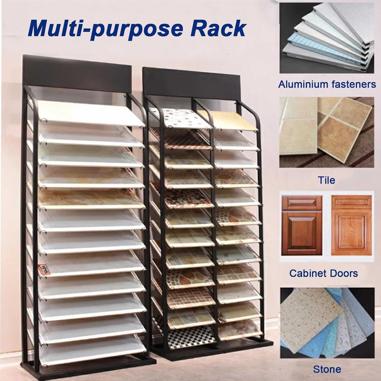 Building Material Organizer Shelf with 12 Card Slots, Large Format Cabinet Samples Display Rack, Floor Standing Wooden Board Door Sample Holder for Retail Stores/Trade Show(26x35x185cm)