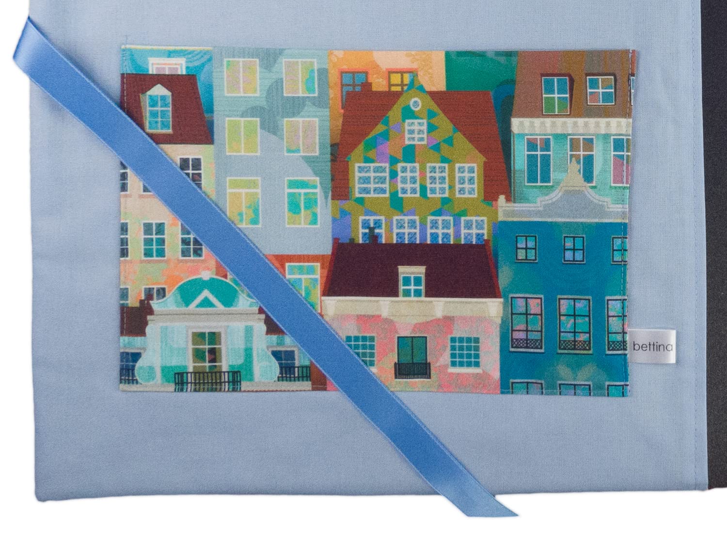 bettina bruder - Sammelmappe DIN A3 - innen 30 Sichthüllen - Häuser Blumen Stadt bunt- innen hellblau