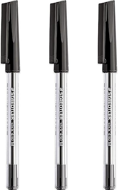 STAEDTLER Medium 0.5mm 430 Stick Ballpoint Pens Writing Pen Smooth - Black Ink - Pack Of 3