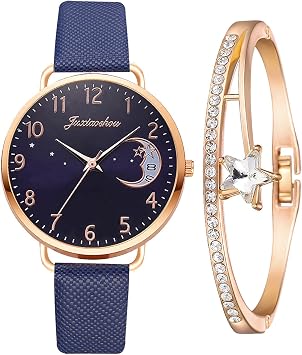 Blue Womens Simple Outer Watch, Small, Stylish, Leather Strap, Casual Watch, Womens, Commuting to Work or School, Popular, High School Girls, Girlfriend, Mothers Day, Birthday, Valentines Day Gift
