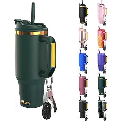 Frost Buddy Thicc Buddy - 40 oz Stainless Steel Vacuum Insulated Tumbler with Lid and Straw for Water - Travel Mug Cupholder Friendly - Gifts for Women Men Him Her (Emerald Elegance)