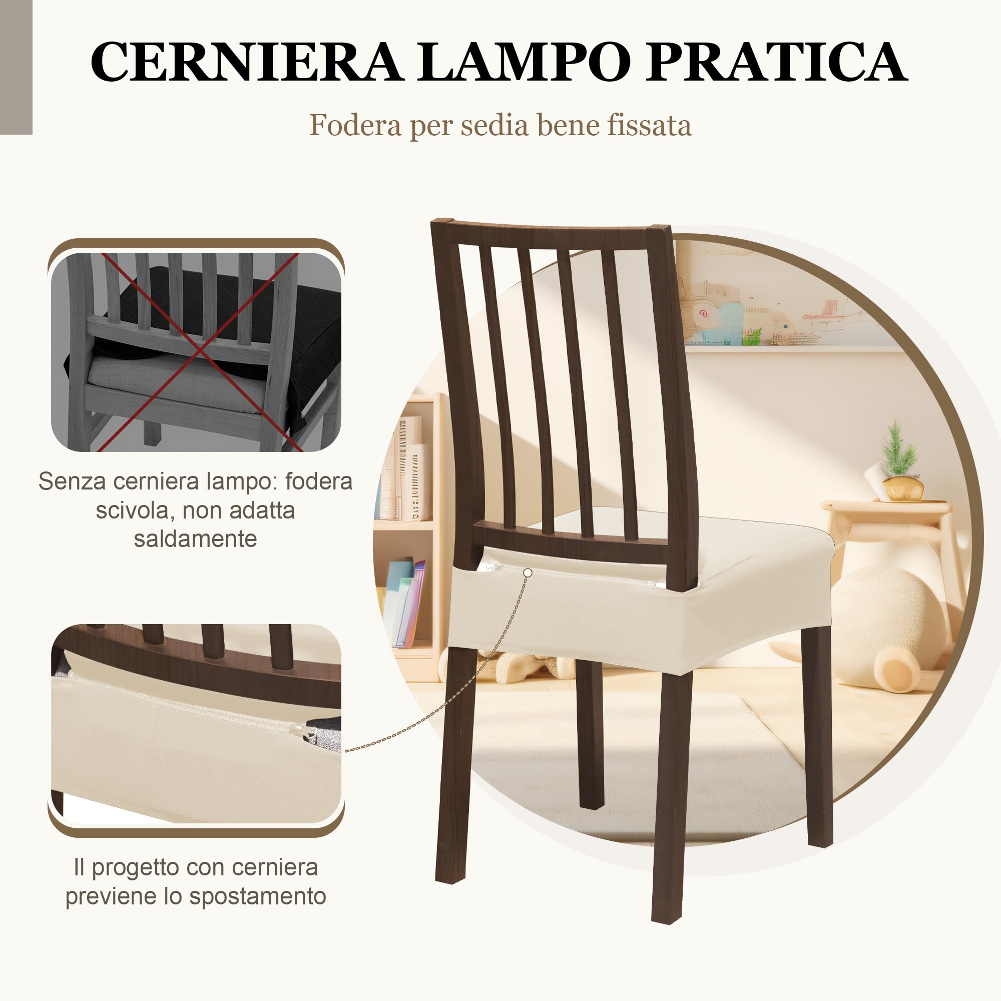 Fodere Coprisedia per Sala da Pranzo Copri Sedia da Cucina Elasticizzato Lavabile Coprisedie Cucina Senza Schienale Coprisedia Elegante Imbottito Universali Cuscini Sedie Chair Cover