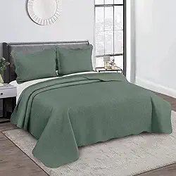Camesa Colcha King Cobre Leito Roupa De Cama Kit 3 Pçs Dupla Face 266x104cm - Verde