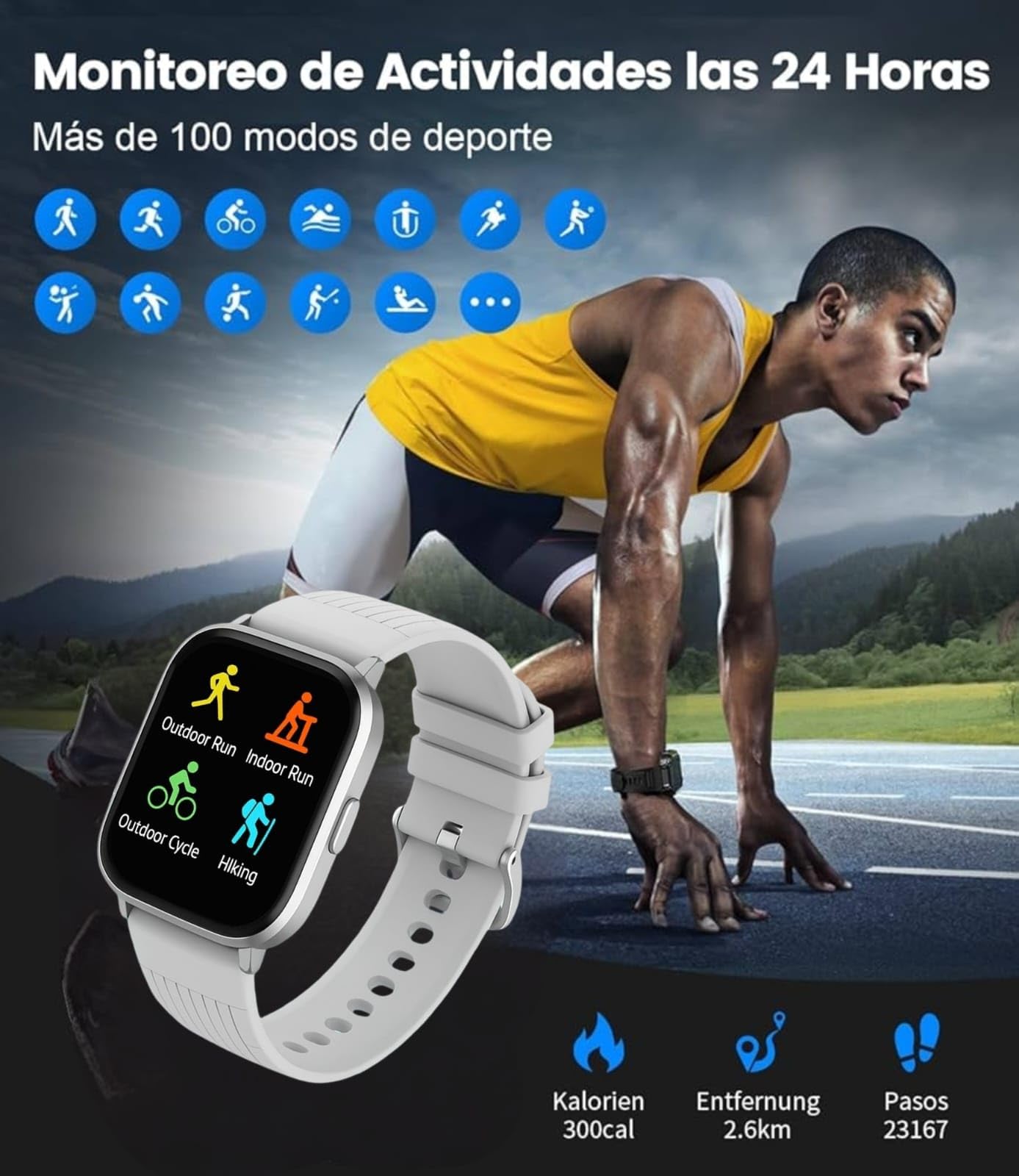 Luxora Smartwatch – Montre Connectée Homme/ – Écran Large Tactile HD 2,1″ – Double Bracelet Métal & Silicone – Santé, Appels & Notifications – Sport & IP68 -SOS