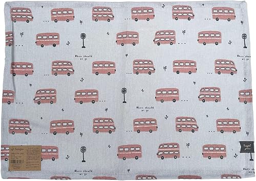 Miniatura 5 de Juego de 3 manteles individuales 100% algodón, manteles individuales de 12 x 18 pulgadas, niños y niñas (colección autobús: 1354 (juego de 3))