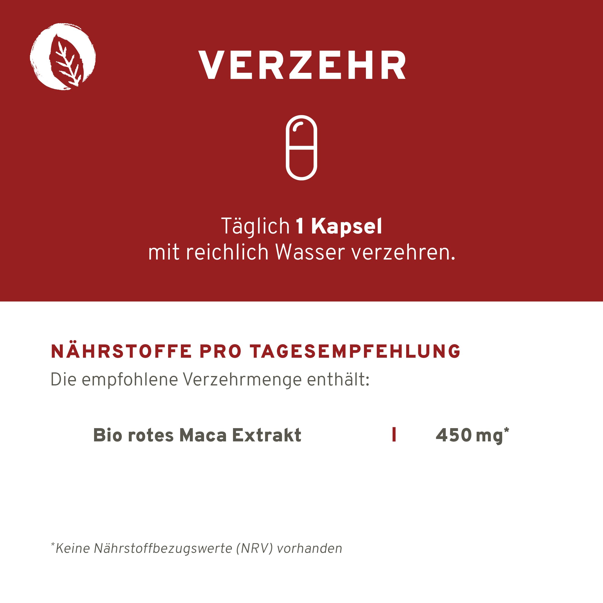 InnoNature Bio rotes Maca-Extrakt Kapseln | Rotes Maca aus rein natürlichen Inhaltsstoffen | 90 Kapseln, 450 mg Extrkt pro Kapsel | glutenfrei, vegan, ohne Zusätze