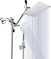Tudoccy 8" High Pressure Rainfall & 9-Setting Handheld Shower Combo w/ 11" Adjustable Arm - Anti-Leak, Low Pressure Fix