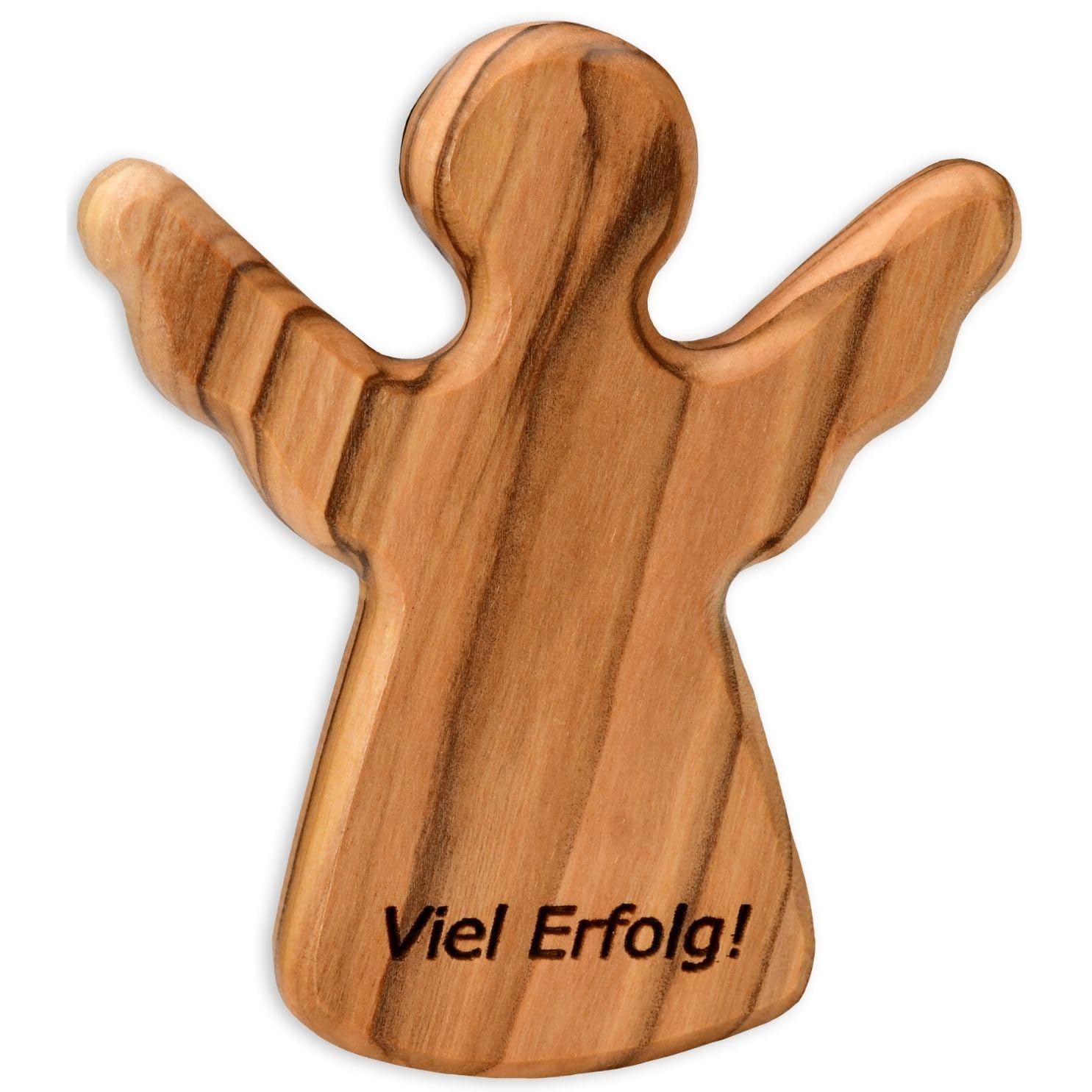 Kassis Geschenkartikel Olivenholz-Schutzengel - Handgefertigte Engel-Figur aus Bethlehem - Schutzengel-Glücksbringer - (Viel Erfolg) - (1 Stück)