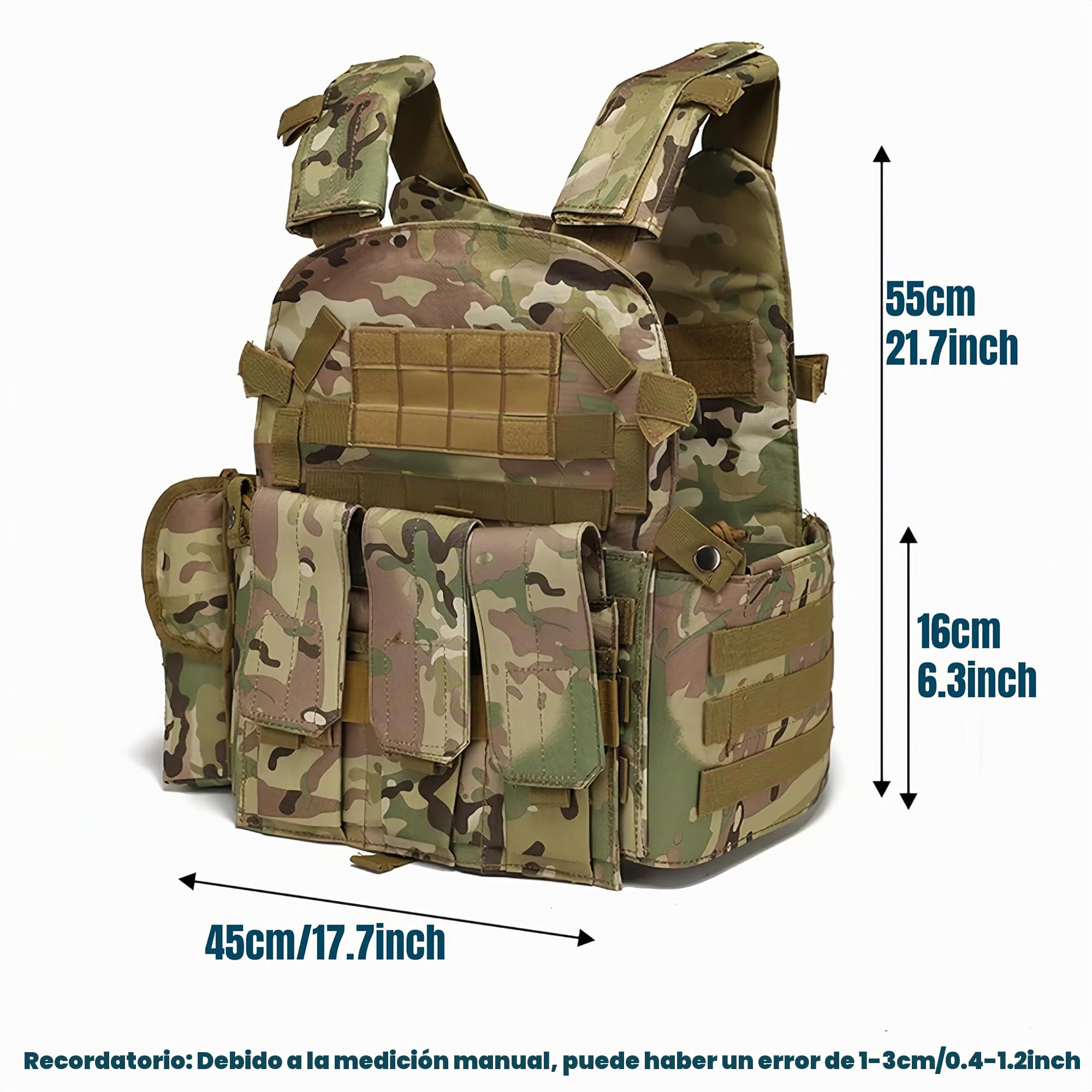 Peminkoo Chaleco táctico Armadura Corporal Portador de Placas de Caza Accesorios de Airsoft Combate Militar ejército Wargam molle
