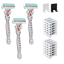 40 Pcs Disposable Women Razors, Include 3 Non Slip Handles and 36 Refill Blades and 1 Dedicated hook, 6-Blade Travel Essentials Sensitive Skin Shaving Razor Set Pink-A