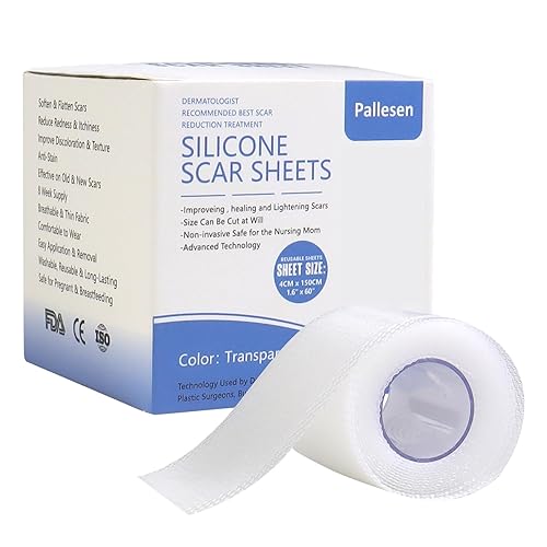 Hojas de silicona para cicatrices, cinta de cicatriz de silicona, cinta de cicatriz de 1.6 x 60 pulgadas, hojas de cicatrices de silicona para