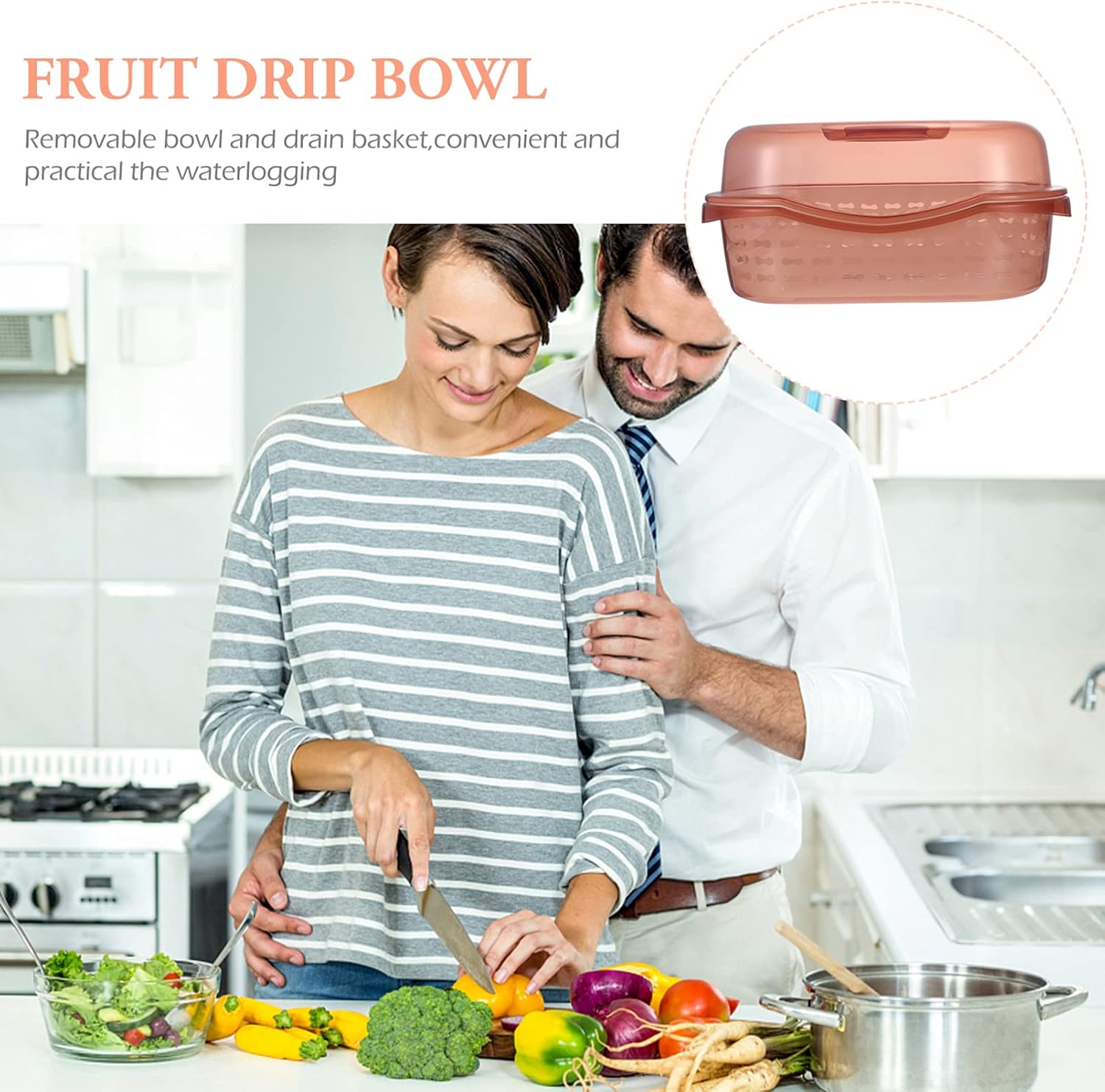 Cabilock 1Pc Colander with Lid PP Strainer Basket for Kitchen Multi-Purpose Drip Basin for Fruits Vegetables Bottles Tableware Detachable Design for Easy Storage and Transport