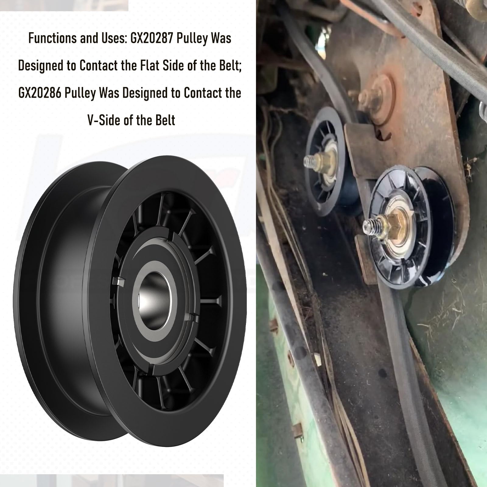 GX20286 GX20287 - Kit de polea plana y polea plana para J-OHN Deere Cortacésped Decks LA100 LA105 LA110 LA115 LA120, reemplaza a 1760097, 690409, 690409MA.