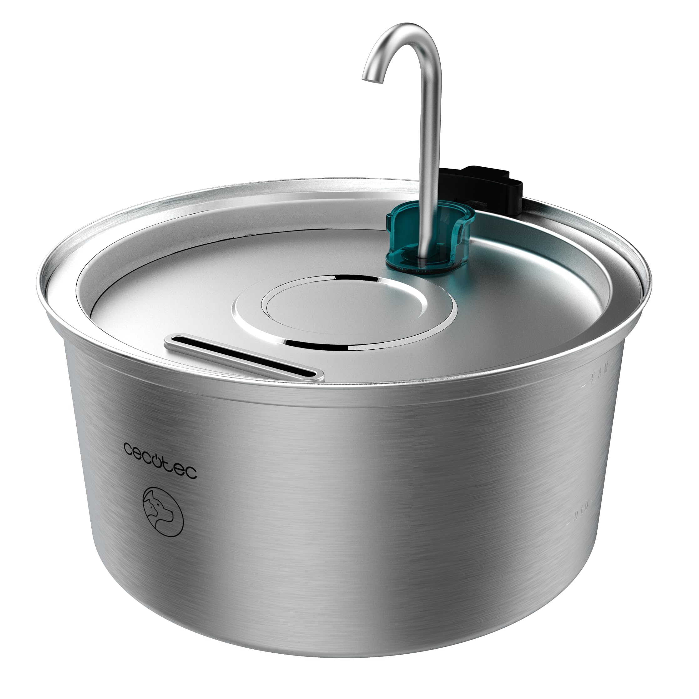 Cecotec Fuente para Gatos Automática Mascotas Pumba 3200 Refresh INOX. Capacidad de 3,2L, Acero Inoxidable, Filtro Alto Rendimiento, Silenciosa, Diseño de Cascada, IPX4, Fácil Limpieza