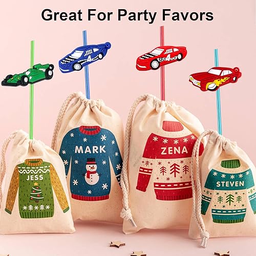 Miniatura 4 de 24 regalos de fiesta de coches de carreras, popotes reutilizables para niños, ruedas de carreras para decoración de cumpleaños, dos suministros de