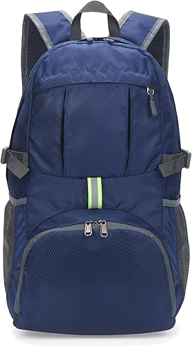 Yaopeing Mochila ligera, plegable de 25 litros, resistente al agua, bolsa de hombro de viaje al aire libre para mujeres y hombres, azul