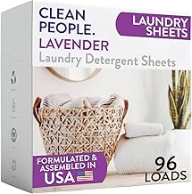 The Clean People Lavender Laundry Detergent Sheets - Laundry Soap - Ultra Concentrated, Recyclable Packaging, Stain Fighting - Lavender, 96 Pack