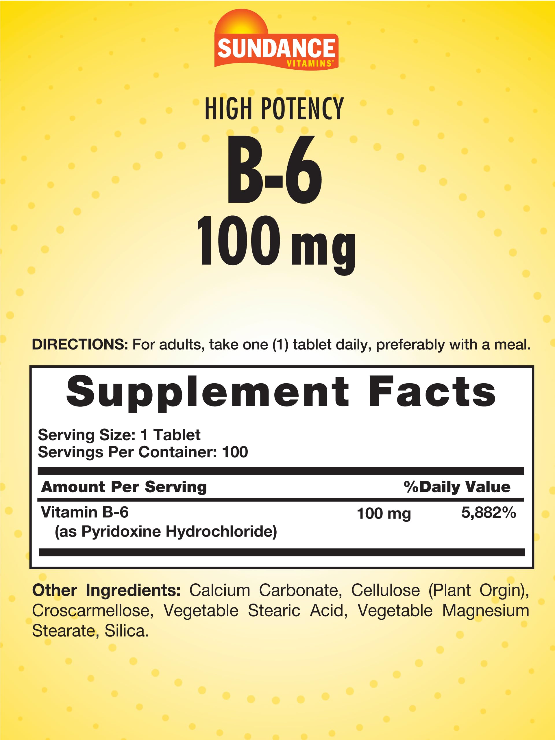 Sundance Vitamin B-6 100mg | 100 Tablets | High Potency Formula — Amazon image 2