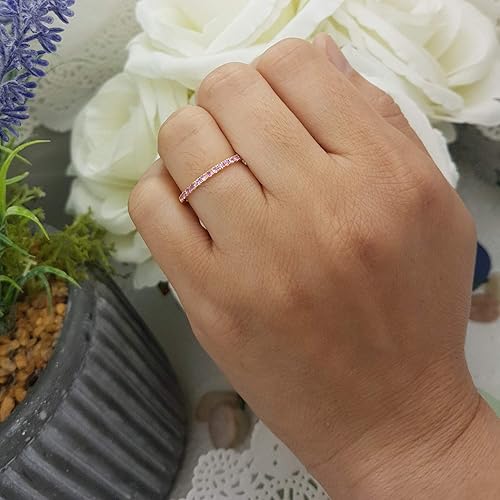 Miniatura 6 de Dazzlingrock Collection Anillo de boda elegante con piedras preciosas o diamantes redondos para mujer en oro macizo