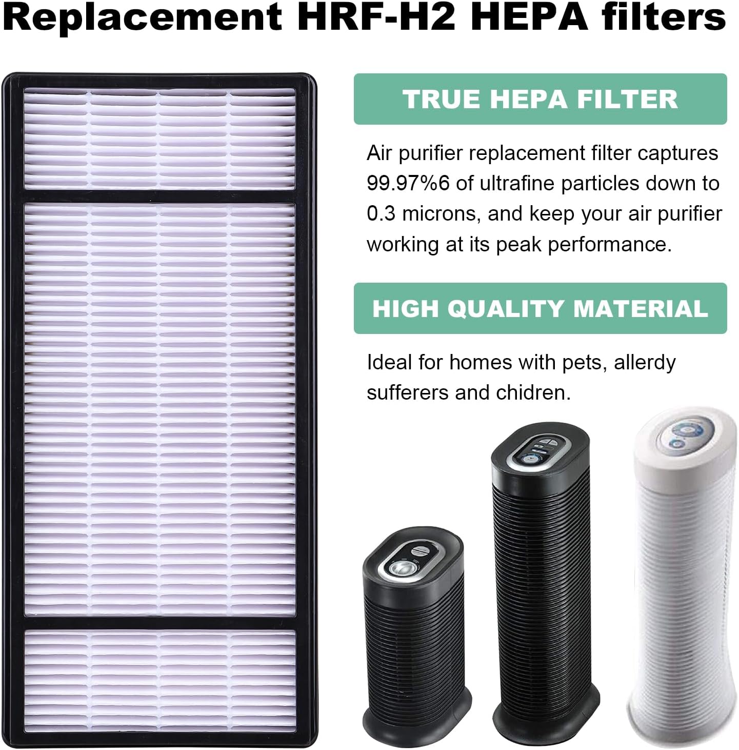 HRF-H1 Replacement Filter H Compatible with Honeywell Air Purifiers HRF-H2 True HAPA Replacement for Honeywell Model HPA050 HPA060 HPA150 HPA160 HHT055 HHT155 (4 Filter+10 Carbon)