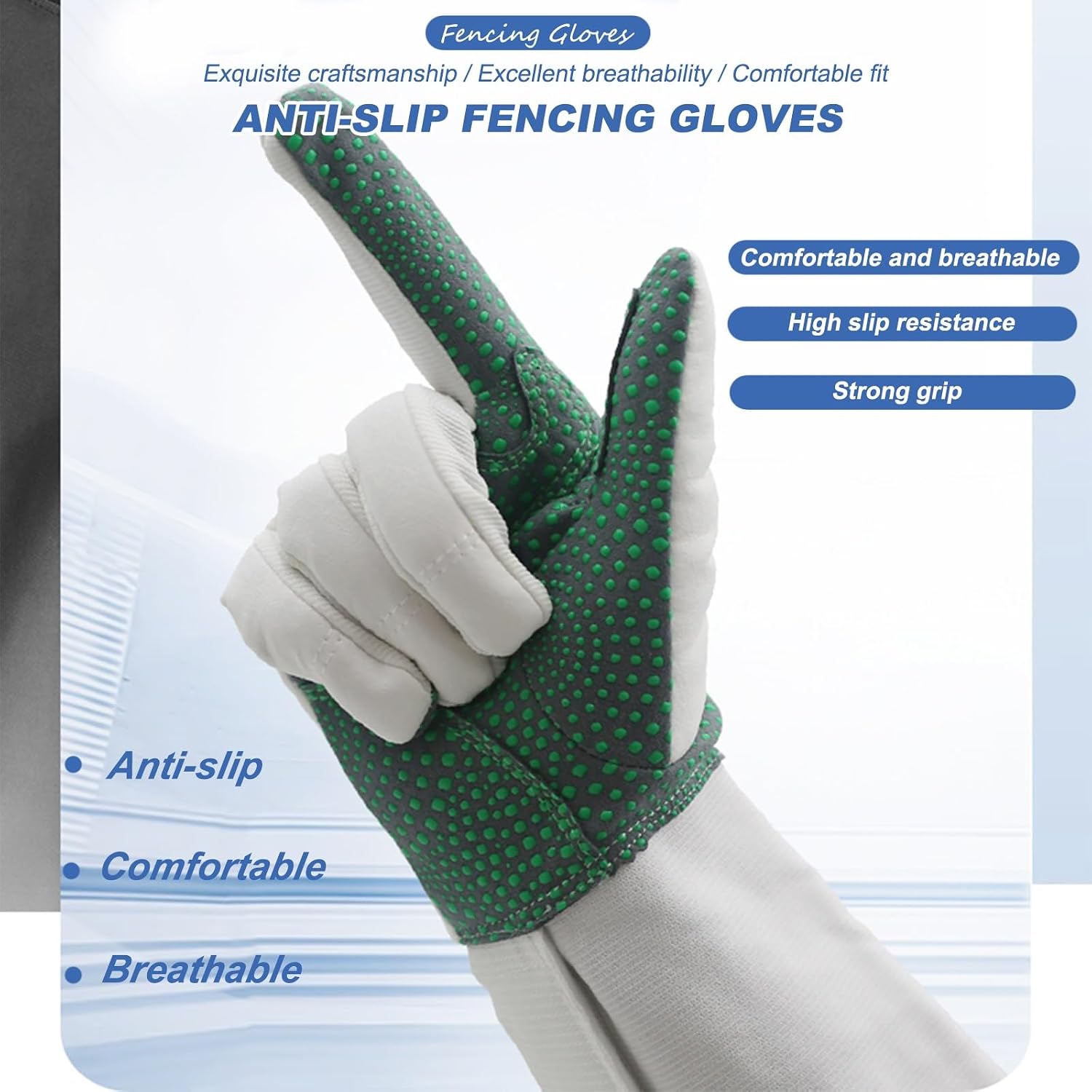 Epee and Foil Fencing Glove, Unisex Fencing Gear, Anti-Slip Gloves for Foil, Épée, and Sabre, Sold Individually