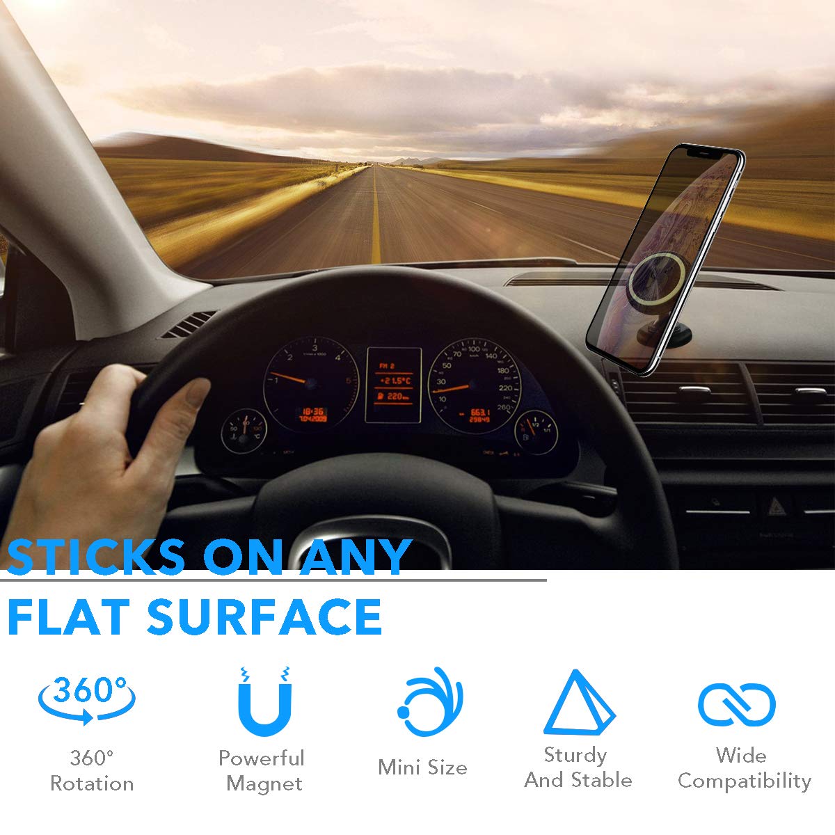 Anker Supporto Magnetico Universale da Auto - Supporto Porta Cellulare Ultra Compatto per iPhone X / 8/8 Plus / 7/7 Plus / 6s / Samsung Galaxy S8 / S7 / S6 e Altri.