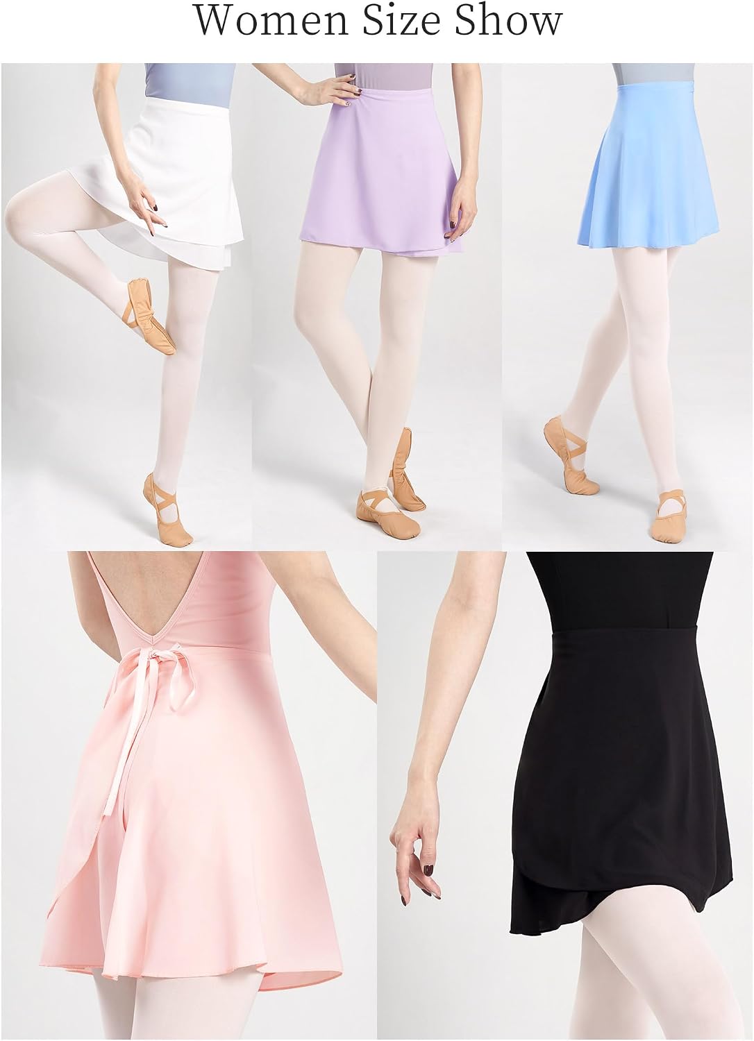 Phoeswan Dance Skirts for Girls & Women, Chiffon Ballet Wrap Skirt with Elastic Ties for Dance, Skating