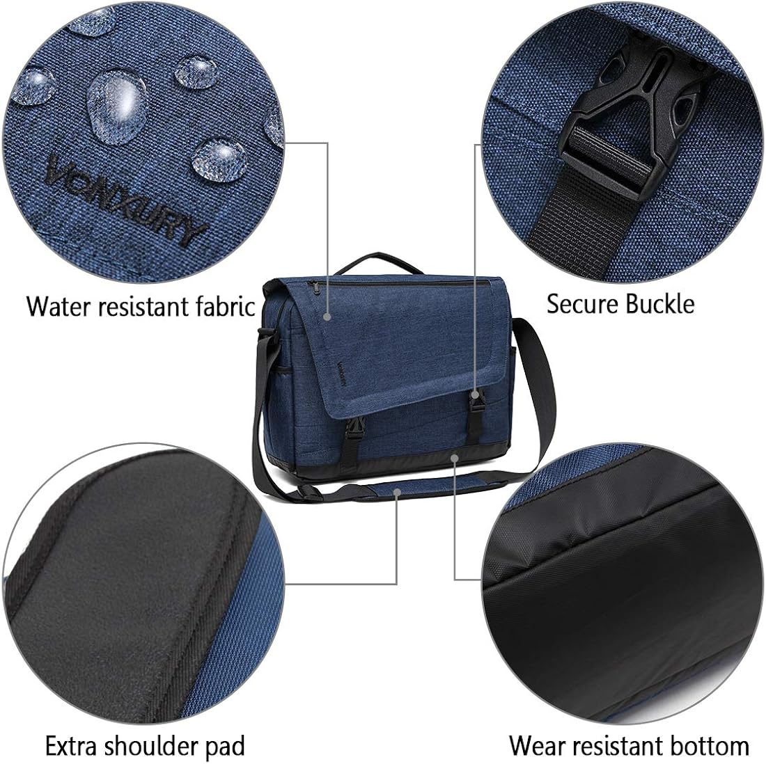 Best Deal Cheap 🛒 Messenger Bag for Men, Lightweight Water Resistant 15.6 Laptop Shoulder Bag for School Office by Vonxury Blue