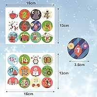 Vista 3 de 20 hojas de calcomanías de números de calendario de Adviento de Navidad, 1-24 calcomanías de calendario de cuenta regresiva de Navidad, calcomanías