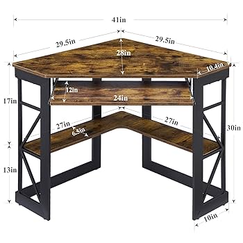 コンパクトデザインの頑丈な三角デスク - ラックとキーボードトレイ付き、A4対応 71H4HqRbZsL.jpg_BO30,255,255,