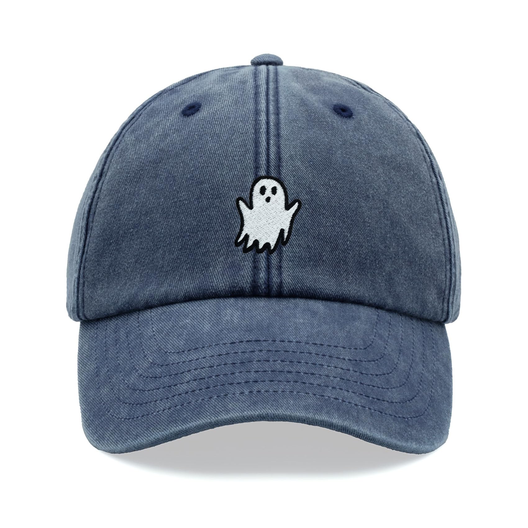 Cap Base Unisex Blue Denim Ghost Baseball Cap Vintage Washed Dad Hat Adjustable