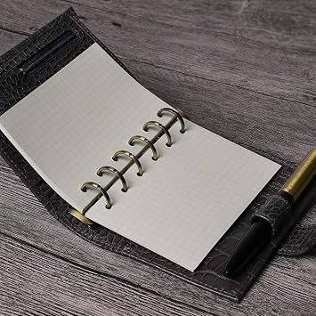Moterm A7/Pocket Planner Insert, 4-Pack Binder Notebook Organiser Refills Paper, 3.23 x 4.84 Inch 100gsm Thick Paper(A7/Pocket, Grid)