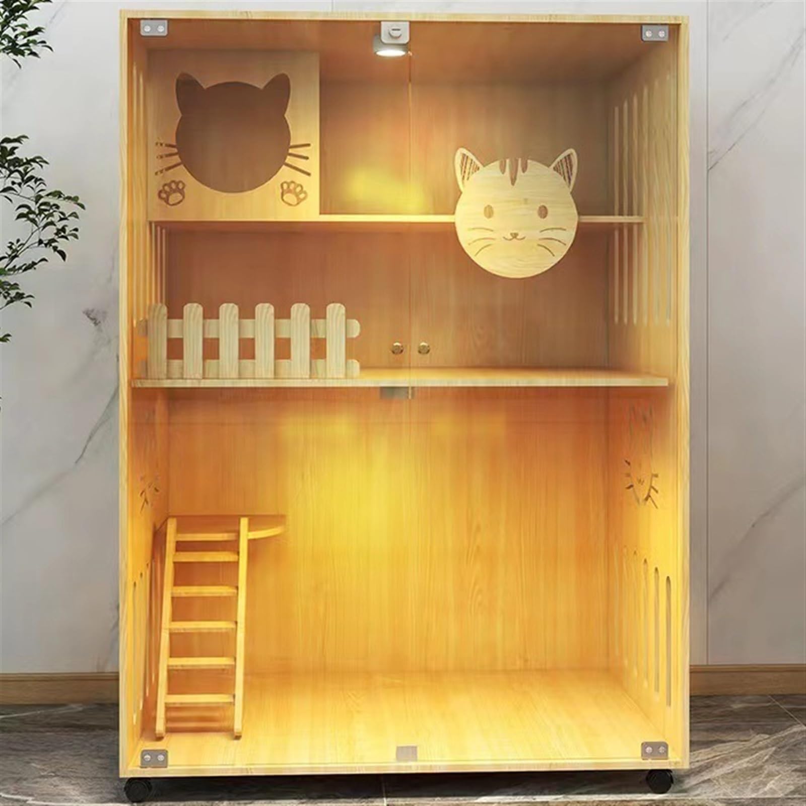 Casa del gatto Villa for gatti Gabbia for gatti in legno for uso domestico Letto a castello for gatti Nido for gatti Casa for gatti di lusso for interni a due piani Gabinetto for gatti multi-gatto Gab