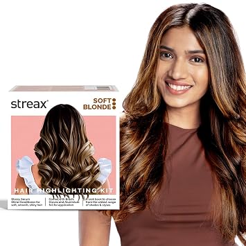 Streax Hair Colour Highlight Kit | Blonde, Soft Blonde - Pack of 1 | Enriched With Walnut & Argan Oil | For Women | Rich, Vibrant, Easy to Use, DIY Application