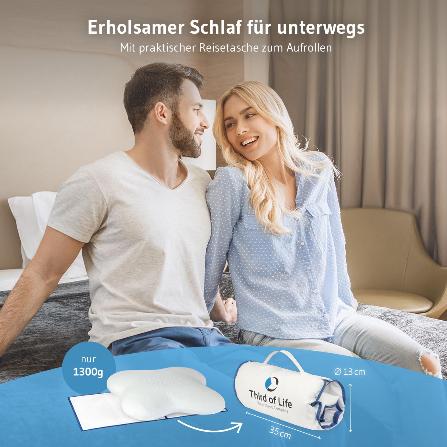 Seitenschläferkissen ACAMAR für erholsamen Schlaf, Vom Regenerationspartner des DSV Olympia Teams 2024, Schmetterlings-Kissen mit Thermo Bezug für Seitenschläfer, Ergonomisches Memory Foam-Kopfkissen