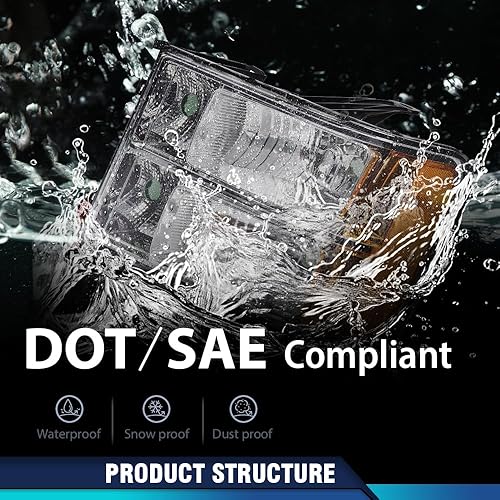 Miniatura 5 de PIT66 Faros delanteros, compatibles con GMC Sierra 1500 2500HD 3500HD 07-13, accesorios de montaje, lado del conductor y del pasajero, lente