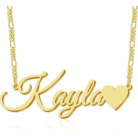 Custom Name Necklace With Figaro Chain Personalized 925 Sterling Silver Nameplate J...