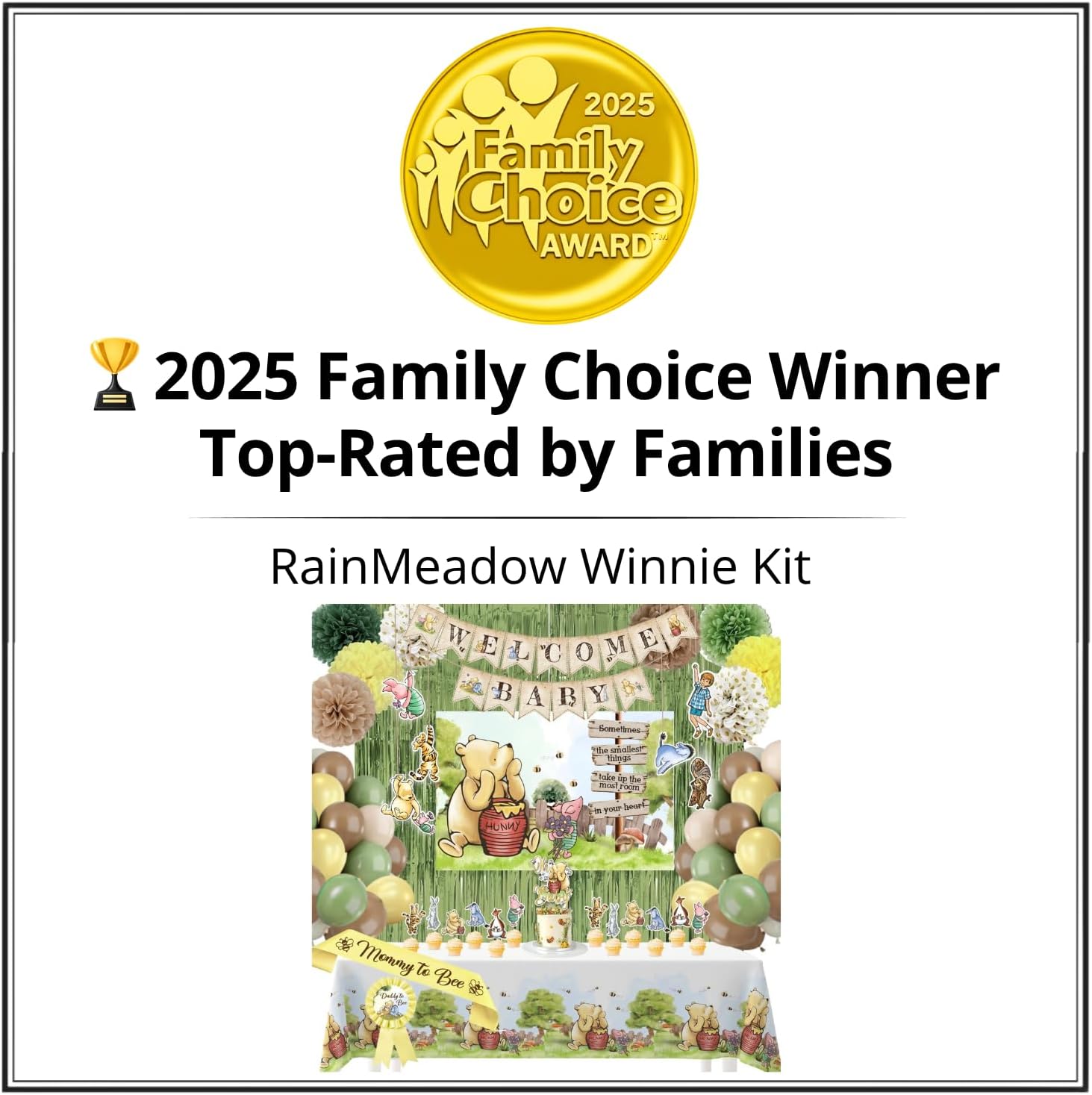 Winnie Baby Shower Decorations – the Pooh Backdrop, Balloons & Banner Kit image 2