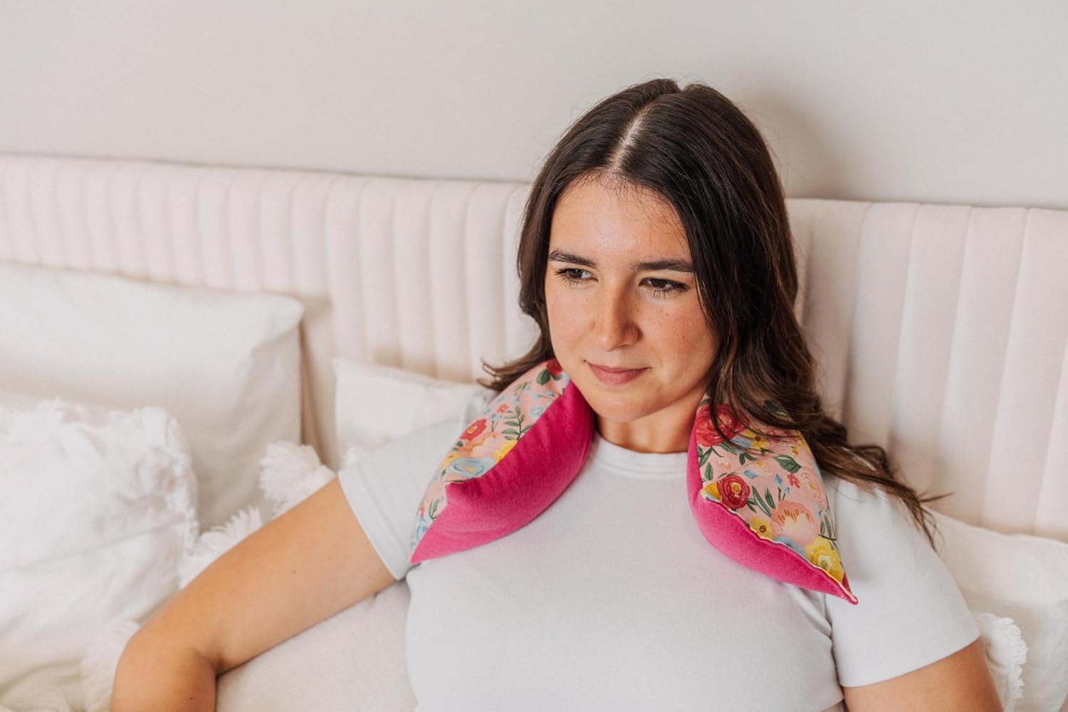 Microwavable Hot and Cold Pack Heating Pads, Flax Seed and Herbal Packs, 3 Sizes, Pink Vintage Floral Flannel (5" x 23")