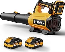 [50% off] Leaf Blower Cordless (Upgraded) - 630CFM/160MPH, 21V Powerful Electric Cordless Leaf Blower with 2 x 4.0Ah Batteries and Charger, Battery Powered Leaf Blowers for Lawn Care, Patio, Yard, Dust, Snow