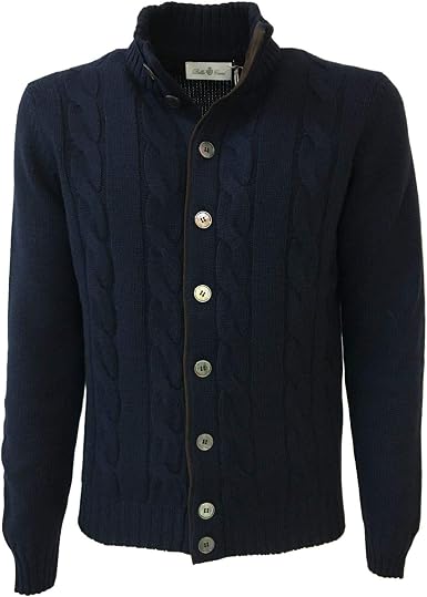Della Ciana Cardigan Uomo Blu con trecce 18566 80% Lana 20% Cashmere Made  in Italy (IT 54 - USA 44 - XXL) : Amazon.it: Abbigliamento
