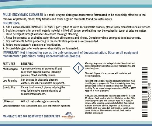 Miniatura 9 de NORTHWEST ENTERPRISES Solución limpiador ultrasónico multienzimática para el reprocesamiento de instrumentos y equipos quirúrgicos. Concentrado. Un