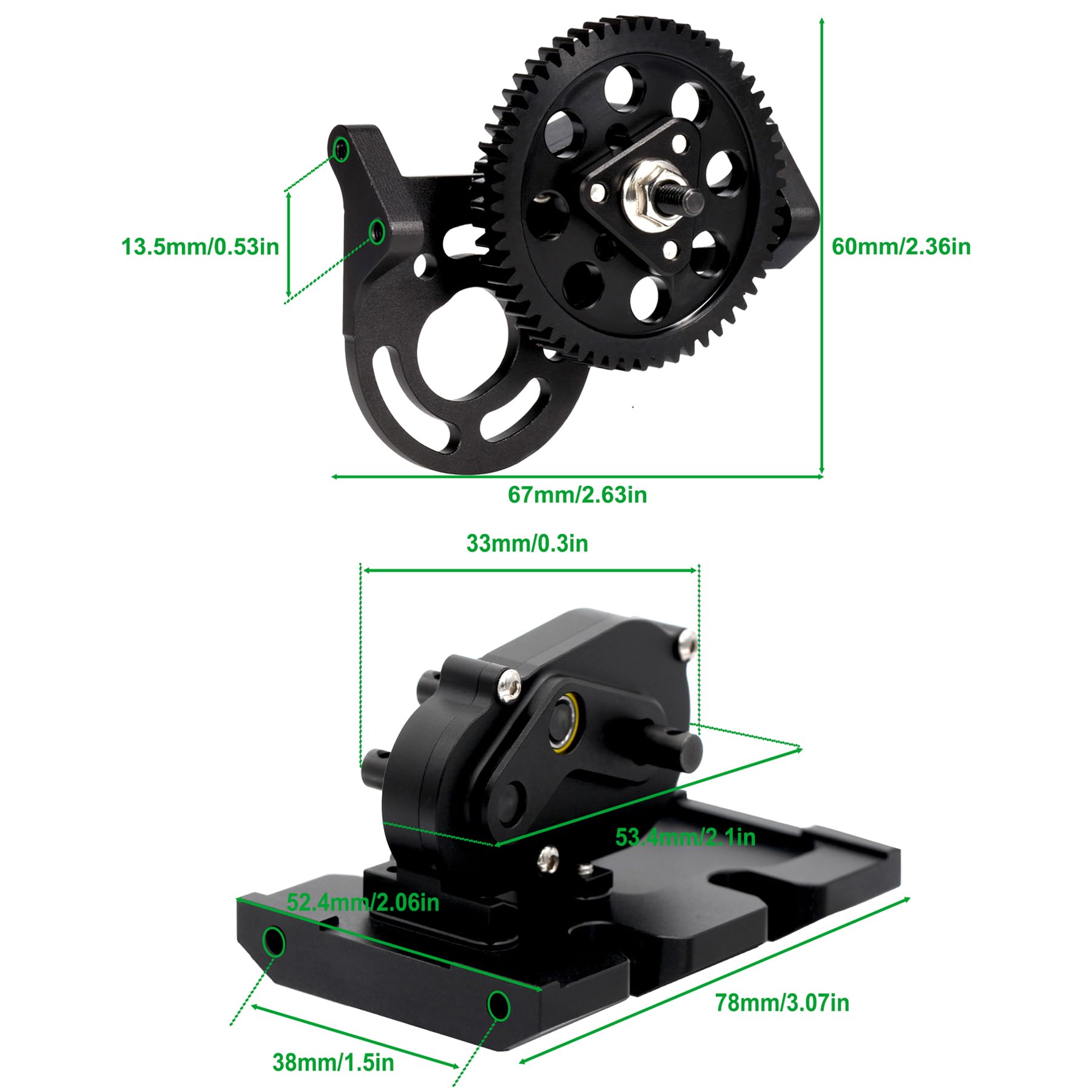 Boîte De Transfert 2 Vitesses En Alliage D'aluminium CNC Pour Voiture RC 1/10 Scx10 - Empattement 313mm - Lybunair
