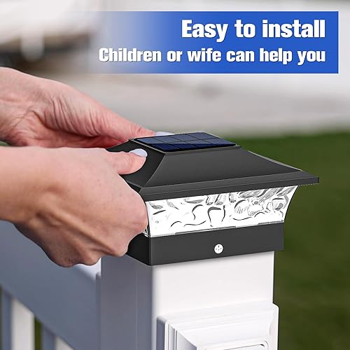 Miniatura 4 de VOLISUN - Faroles solares para postes de 4x46x6, para cercas de maderavinilo, para patiojardín, blanco cálido con 2 modos de iluminación,