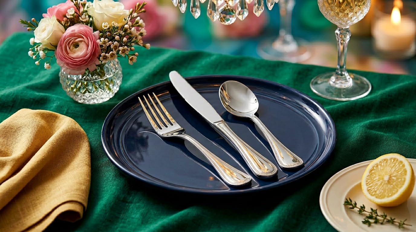 Liberty Tabletop Pearl 24 Piece Flatware Set, Service for 8, 18/10 Stainless Steel, Silverware, Dishwasher Safe, Made in USA