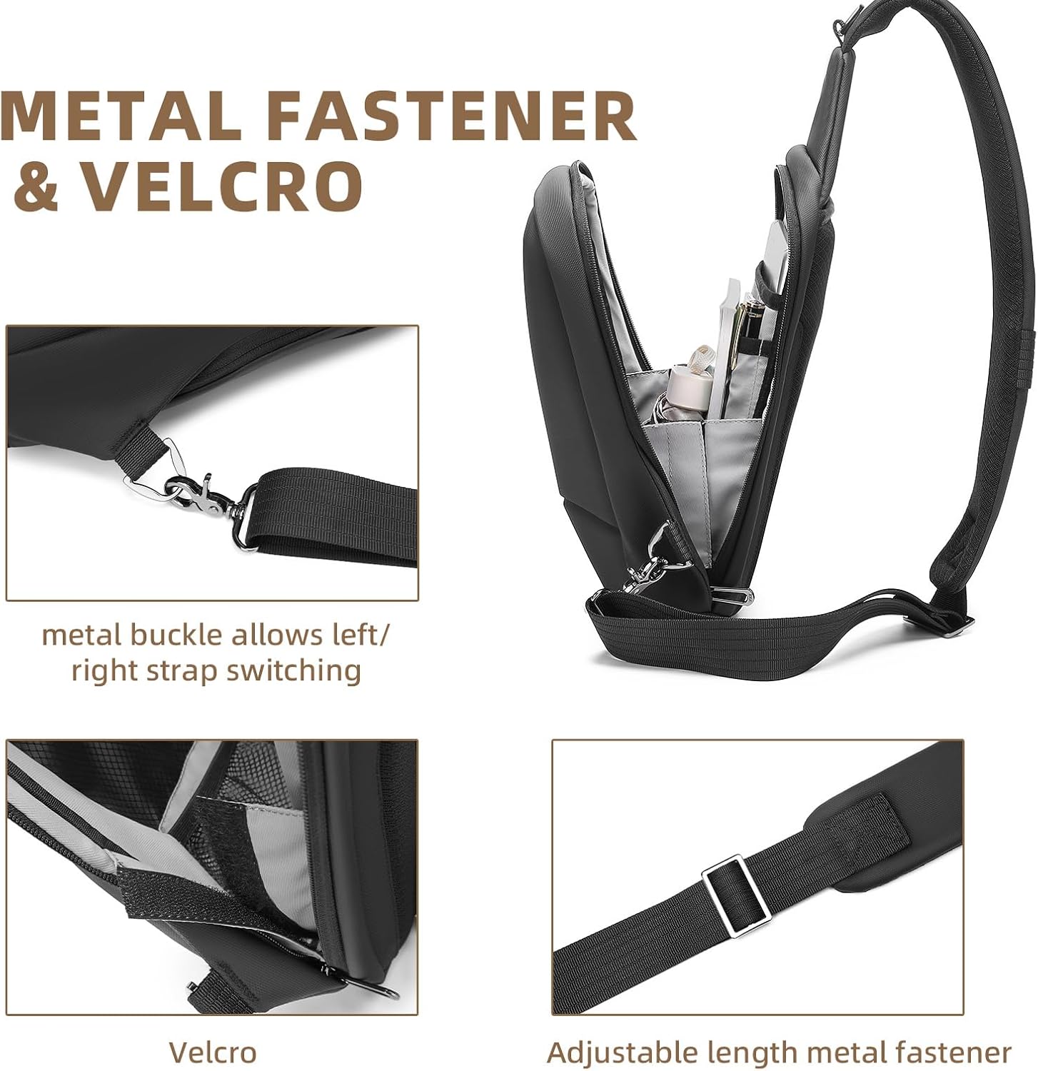 Hard Shell Sling Backpack for Men，man purse tactical messenger bag，Waterproof Shoulder Bag for Traveling, Sporting, Cycling, Daily (EVA Hard Shell Series-shoulder bag)