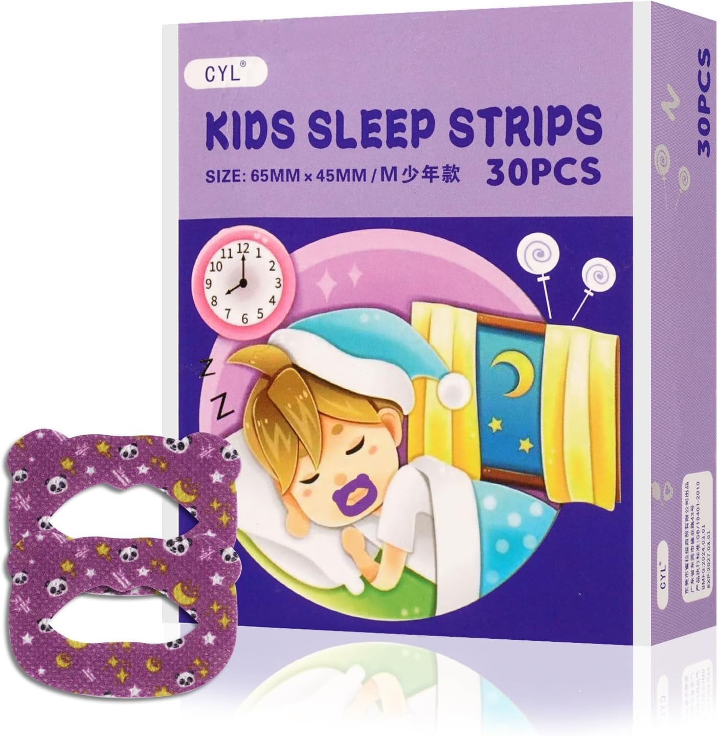 CESITRA Kids Sleep Strips, 30pcs Mouth Shape Anti-Suffocation Design Mouth Tape, Stretchable Mouth Sleep Aid Help Nose Breathing, Sleep Mouth Tape for Snoring-image-20