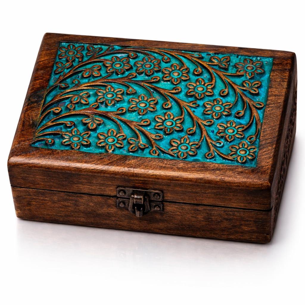 Boîte à bijoux en bois fait main The Great Indian Bazaar, le cadeau traditionnel idéal